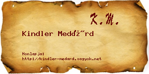Kindler Medárd névjegykártya